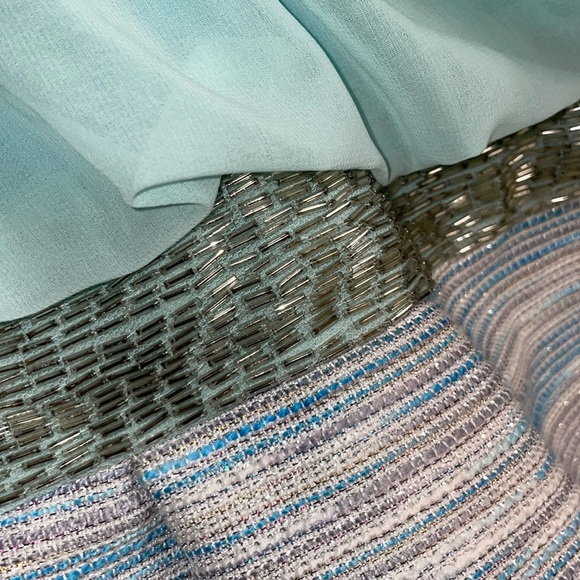 Lovposh Silver Bead Embellished Halter Romper Chiffon & Striped Shorts Sz Large - Picture 11 of 13